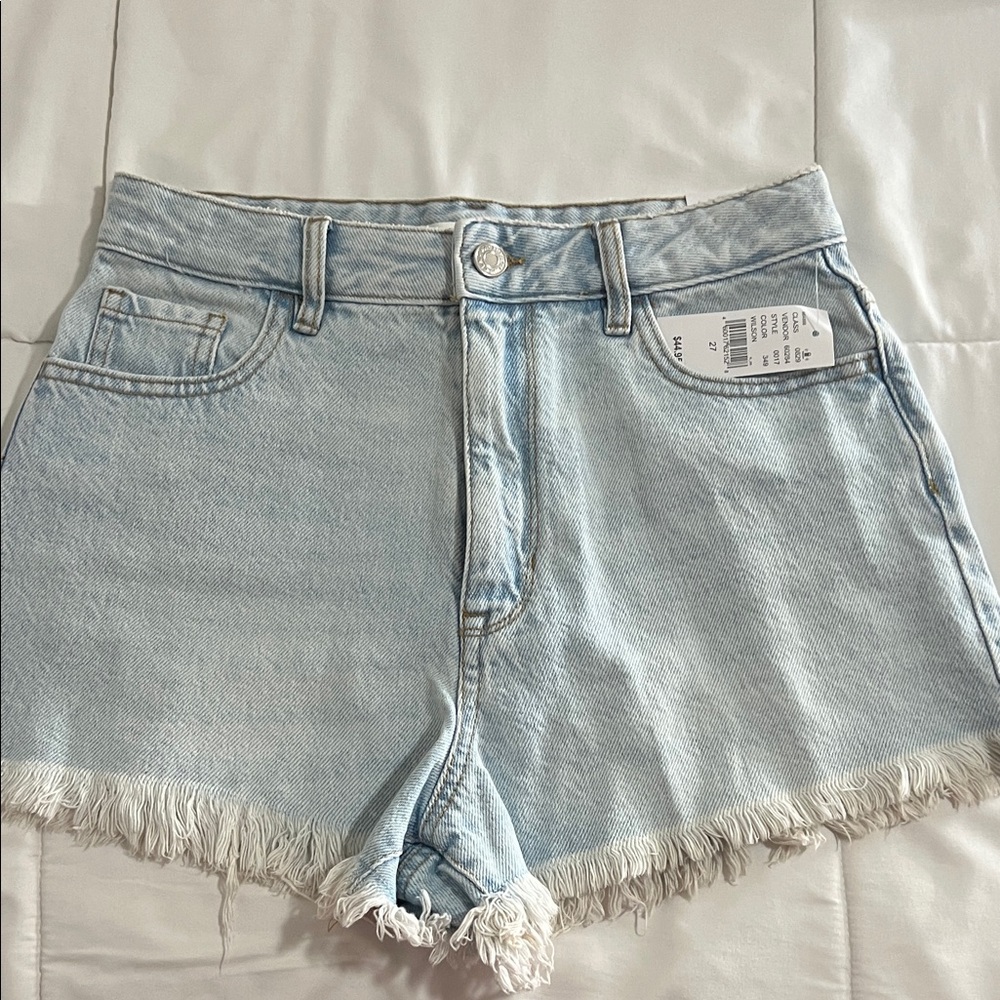PacSun Light Wash Frayed Hem Jean Shorts